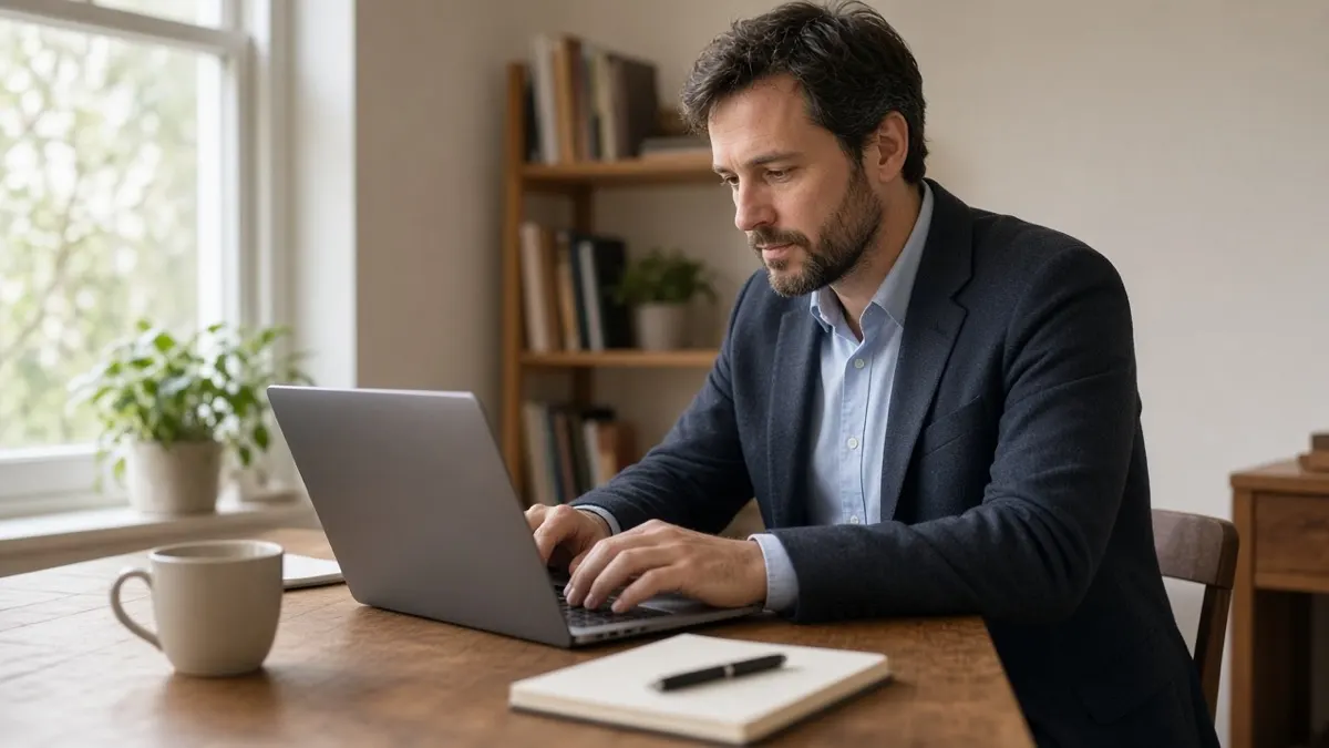 Self-employed professional working at a laptop